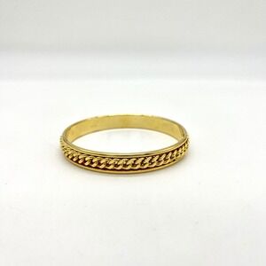 Gold Tone Bangle Bracelet Chain‎ Detail Stacking Jewelry